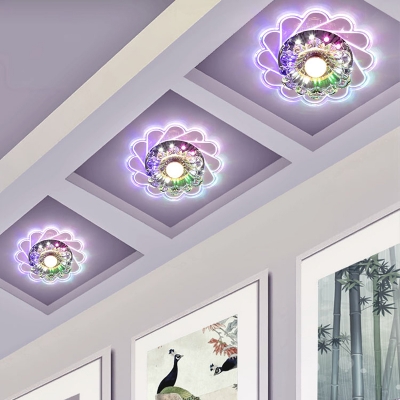 Scalloped Passageway Ceiling Mounted Fixture Clear Crystal Modern LED Flush Mount Lighting