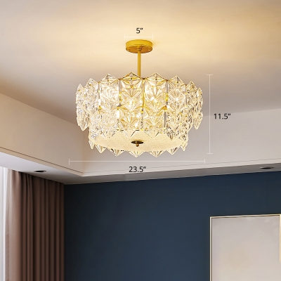 Snowflakes Crystal Hanging Light Fixture Modern Golden Chandelier for Dining Room