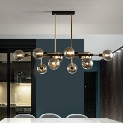 Sphere Shade Dining Room LED Pendant Light Blown Glass Modern Hanging Island Light