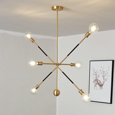 Sputnik Ceiling Lighting Modern Style Metal Living Room Chandelier Light Fixture in Gold