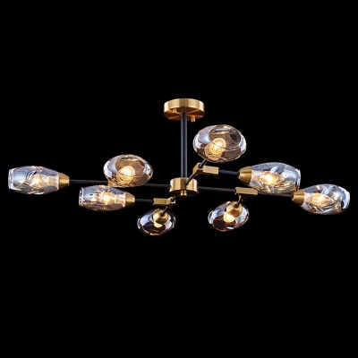 Tulip Branch Hanging Ceiling Light Postmodern Clear Dimpled Glass Restaurant Chandelier in Gold