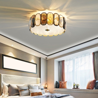 Amber Crystal Round Flushmount Contemporary Ceiling Flush Mount Light for Bedroom