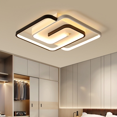 Black and White Geometric Flush Light Nordic Style Acrylic LED Flush Ceiling Lighting