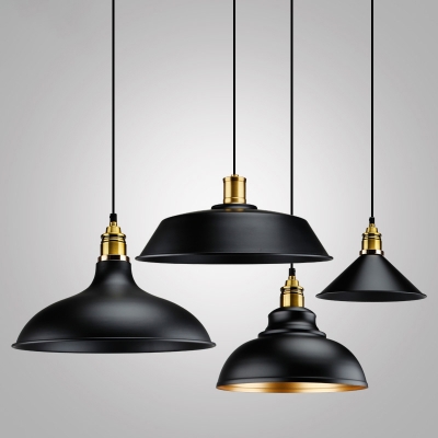 Black Lampshade Suspension Light Loft Iron 1 Head Dining Room Ceiling Pendant Lamp