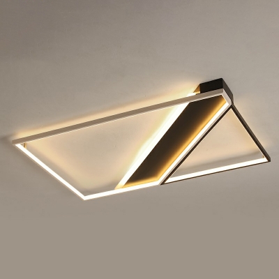 Black Rectangular Ceiling Flush Light Minimalistic Aluminum LED Flushmount Lighting for Living Room