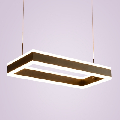Black Rectangular Layered LED Ceiling Lighting Modern Acrylic Chandelier Light Fixture