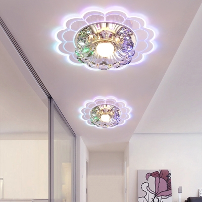 Blossoming LED Ceiling Mount Lamp Stylish Modern Crystal Clear Flush-Mount Light for Aisle