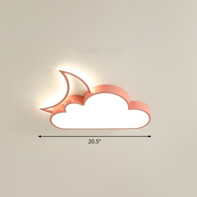 Crescent and Cloud LED Flush Lamp Cartoon Acrylic Bedroom Flush Mount Ceiling Light