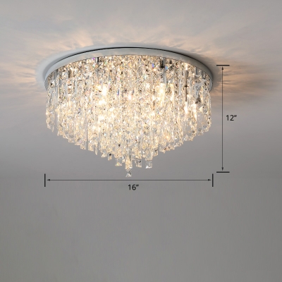 Crystal Tapered Flush Mount Lighting Minimalism Ceiling Mounted Fixture for Living Room