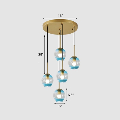 Dimpled Glass Cup Cluster Pendant Lighting Nordic Style Hanging Light for Dining Room