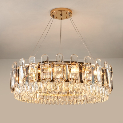Drum Living Room Suspension Lighting Crystal Modern Style Chandelier Light Fixture