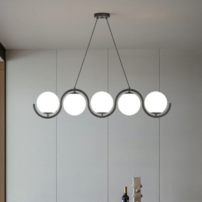 Glass Globe Shade LED Hanging Light Minimalist Island Ceiling Light for Restaurant
