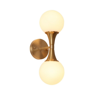 Gold Ball Wall Lighting Fixture Minimalism Frosted White Glass Sconce Lamp for Living Room