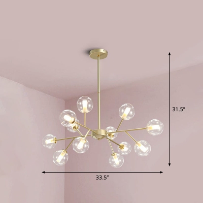 Gold Molecular Modo LED Suspension Light Nordic Style Clear Glass Chandelier Light