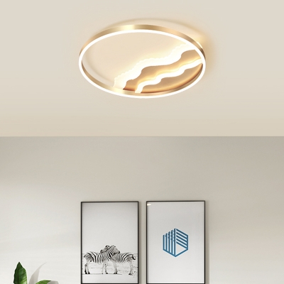 Gold Wavy Flush Ceiling Light Contemporary Acrylic LED Flush Mount Lighting Fixture