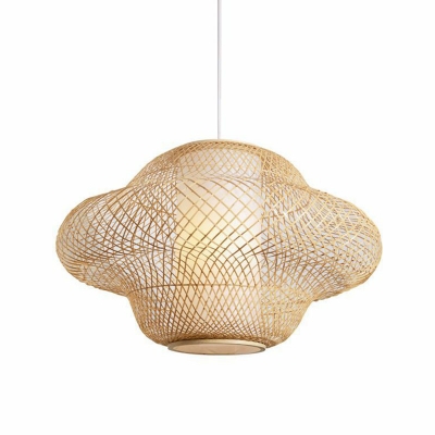 Handmade Ceiling Hanging Lantern Chinese Bamboo 1-Head Restaurant Pendant Light Kit