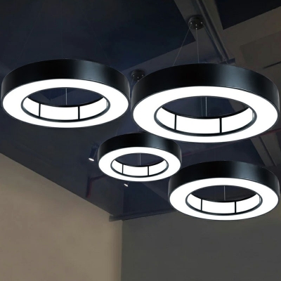 Minimalism Circular LED Chandelier Light Acrylic Meeting Room Suspended Lighting Fixture