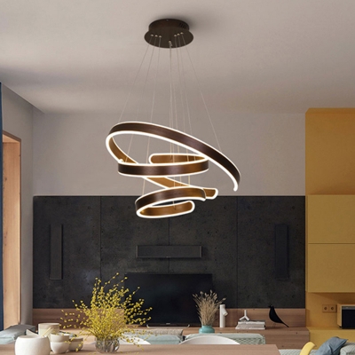 Minimalist Tiered Chandelier Lighting Metallic Living Room LED Pendant Light Fixture