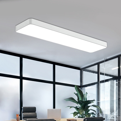 Modern LED Ceiling Mount Light Rectangle Flush Mounted Lamp with Acrylic Shade for Office