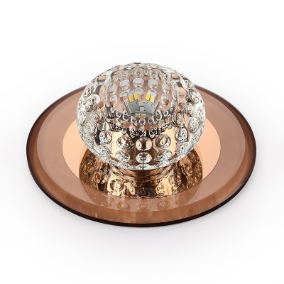 Modern LED Recessed Ceiling Lamp Donut Shaped Flush Mount Light with Crystal Shade