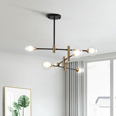 Nordic Molecule Pendant Lighting Glass Living Room Chandelier with Swivel Arm in Black-Brass