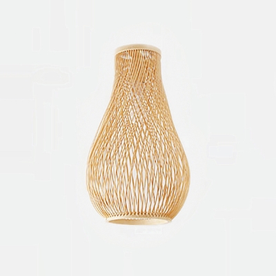 Pear-Shaped Bamboo Ceiling Light Nordic Style 1 Bulb Wood Hanging Lamp for Tea Room