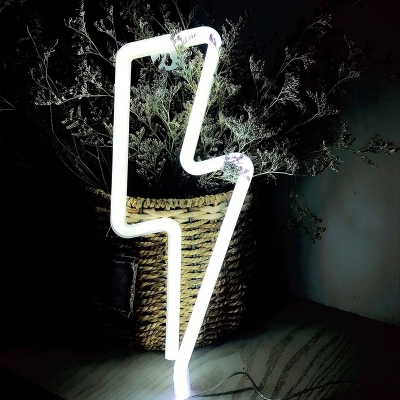 Plastic Thunderbolt Rechargeable Night Lighting Cartoon White LED Wall Night Lamp for Bedroom