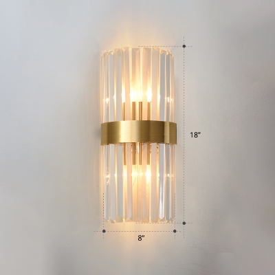 Postmodern Flute Wall Mounted Lamp Clear Crystal Dining Room Wall Sconce in Gold