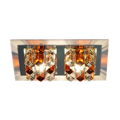 Rectangular Crystal Prism Flush Ceiling Light Minimalism LED Flushmount Light for Aisle