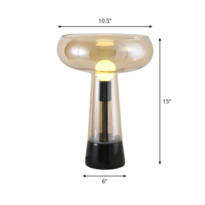 Shaded Nightstand Lamp Artistic Open Glass Single-Bulb Living Room Table Lighting