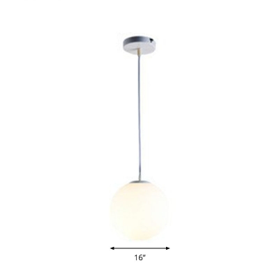 Sphere Suspension Pendant Light Simple Style White Glass Single Restaurant Down Lighting