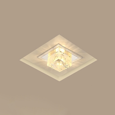 Square Flush Mount Ceiling Light Simple Crystal Passage LED Flush Light in Clear