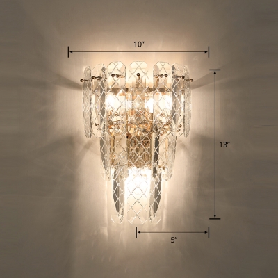 Tiered K9 Crystal Wall Lamp Postmodern 3-Light Wall Mounted Light for Living Room