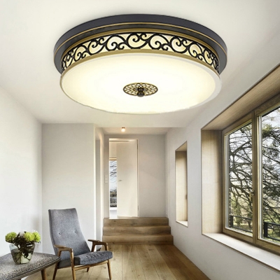 Vintage Geometric Flush Ceiling Light Opal Glass LED Flush Mount Lighting Fixture for Corridor