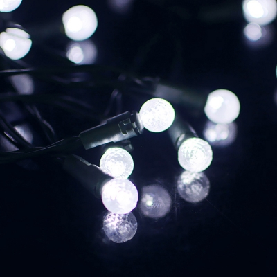 23ft Orb Outdoor LED Fairy Lighting Plastic 50 Heads Decorative Solar String Light in Black