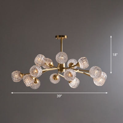 Ball Crystal Chandelier Light Fixture Modernism Antiqued Gold Hanging Lighting for Living Room