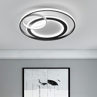 Black Circle LED Flush Mount Lamp Simple Style Aluminum Flush Mount Ceiling Lighting Fixture
