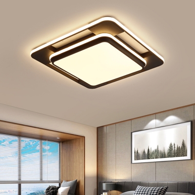 Black Geometric Shape Flush Mount Lighting Minimalist Metal LED Flush Mount Fixture