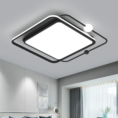 Black Square LED Flush Mount Ceiling Fixture Simple Acrylic Flush Light for Bedroom