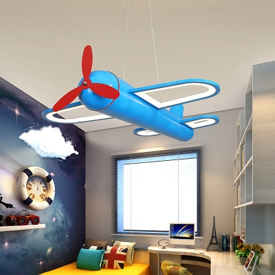 Cartoon Plane Suspension Lighting Metal Kindergarten LED Chandelier Pendant Light