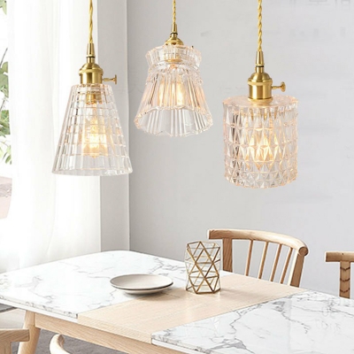 Clear Glass Shaded Hanging Lamp Vintage Style Single-Bulb Restaurant Lighting Pendant