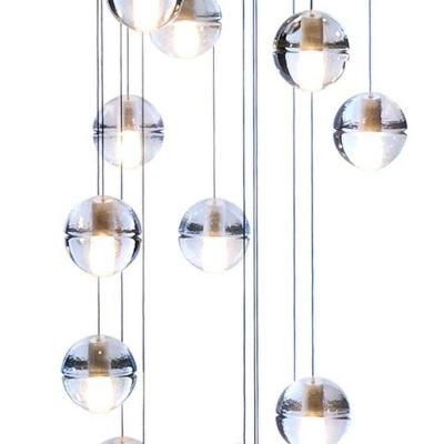 Clear Hand-Blown Glass Bubbles Pendant Lamp Simplicity Multi Light Ceiling Light for Stairs