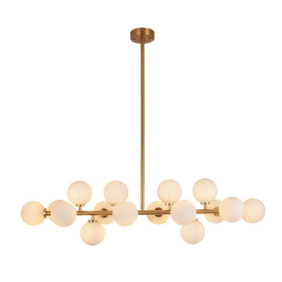 Cream Glass Bubble Shade Chandelier Pendant Light Contemporary Gold Hanging Lighting