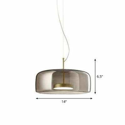 Cylinder Glass LED Pendant Light Nordic Gold Finish Ceiling Hang Lamp for Bedroom