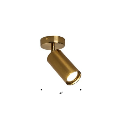 Cylinder Semi Flush Spotlight Minimalist Metal Clothes Shop LED Track Light Kit in Brass