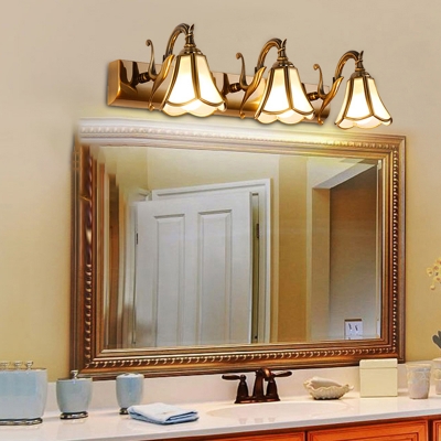 Flared Beveled Glass Sconce Lighting Simplicity Bathroom Vanity Light Fixture in Brass