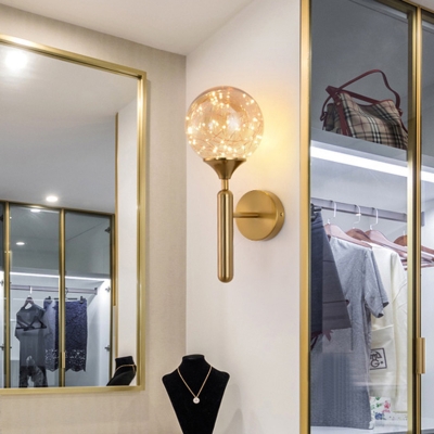 Handblown Glass Modo LED Wall Mount Light Nordic Style Gold Wall Light Fixture for Corridor