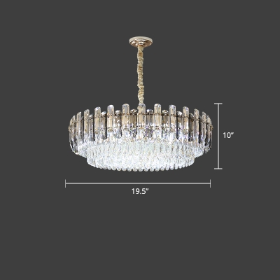 Minimalism Round Hanging Lamp Smoke Grey K9 Crystal Bedroom Chandelier Pendant Light