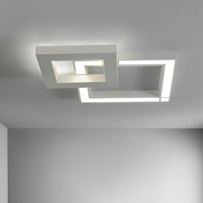 Minimalistic Square Led Surface Mount Ceiling Light Metallic Living Room Flush Mount Light in White