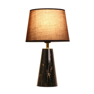 Modern Empire Shade Table Lamp Fabric 1-Light Bedroom Night Light with Conical Marble Base